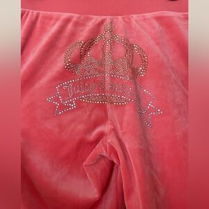 NWT Juicy couture coral crown bling velour track pants